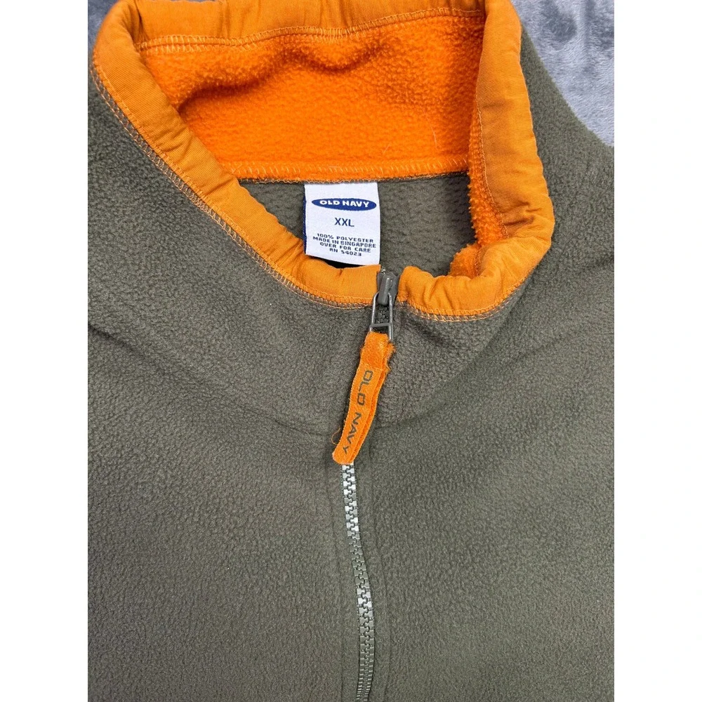 Vintage 1999 Old Navy Fleece Pullover XXL Green Orange 1/4‎ Zip Minimal GORP